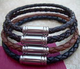 Leather Bracelet, Mens Leather Bracelet, Bracelet, Stainless Steel Magnetic Clasp, Groomsmen Gift, Mens Bracelet, Mens Jewelry, Mens Gift