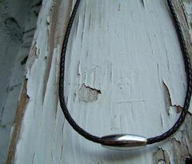 Mens Leather Necklace - Brown Braid- Stainless Steel Magnetic Clasp - Mens Jewelry - Mens Necklace 