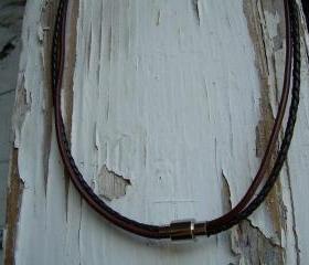 Chocolate and Brown Braid Mens Leather Necklace with Stainless Steel Magnetic Clasp - MN07 Urban Survival Gear USA