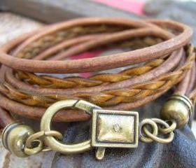 Unisex, Mens, Womens, Leather Bracelet, Antique Bronze/ Light Antique Brown
