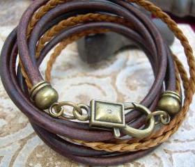 Unisex, Mens, Womens, Leather Bracelet, Antique Brown/ Bronze