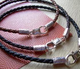 Mens Leather Necklace - Premium Braided Leather with Lobster Clasp