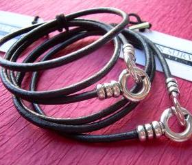 His and Hers Set of Infinity Bracelets, Leather Bracelet, Triple Wrap, Interlocking Clasp, Mens, Womens, Black, Free Shipping