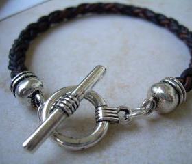 Mens Braided Leather Bracelet, Natural Antique Brown, TSB06 Urban Survival Gear USA