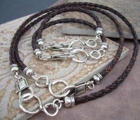 Infinity Bracelet, Infinity Necklace, His and Hers Four Piece Set, Leather Necklace, Leather Bracelet, Mens Jewelry , Womens Jewelry