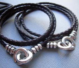 His and Hers Set of Infinity Bracelets, Leather Bracelet, Infinity, Infinity Bracelet, Mens Bracelet, Womens Bracelet, Antique Brown Braid