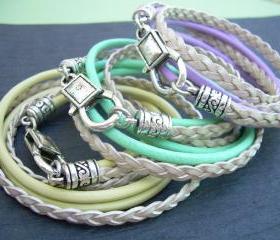 Womens Leather Bracelet, Triple Wrap, Double Strand, Womens Bracelet, Womens Jewelry