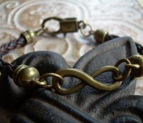 Infinity Bracelet, Braided Leather Bracelet, Mens Bracelet, Womens Bracelet, Infinity, Leather Bracelet