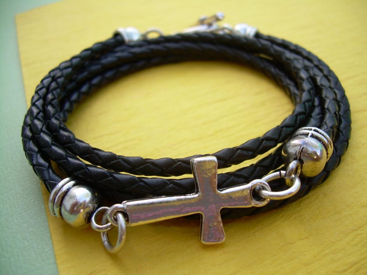 Black bracelet with cross Clearance