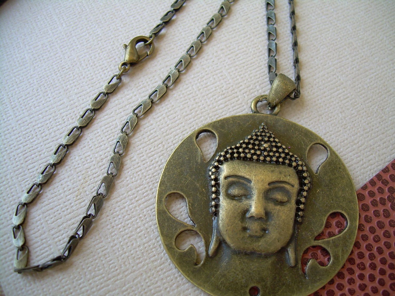Buddah Pendant And Necklace Chain Antique Bronze Toned, Buddha Necklace